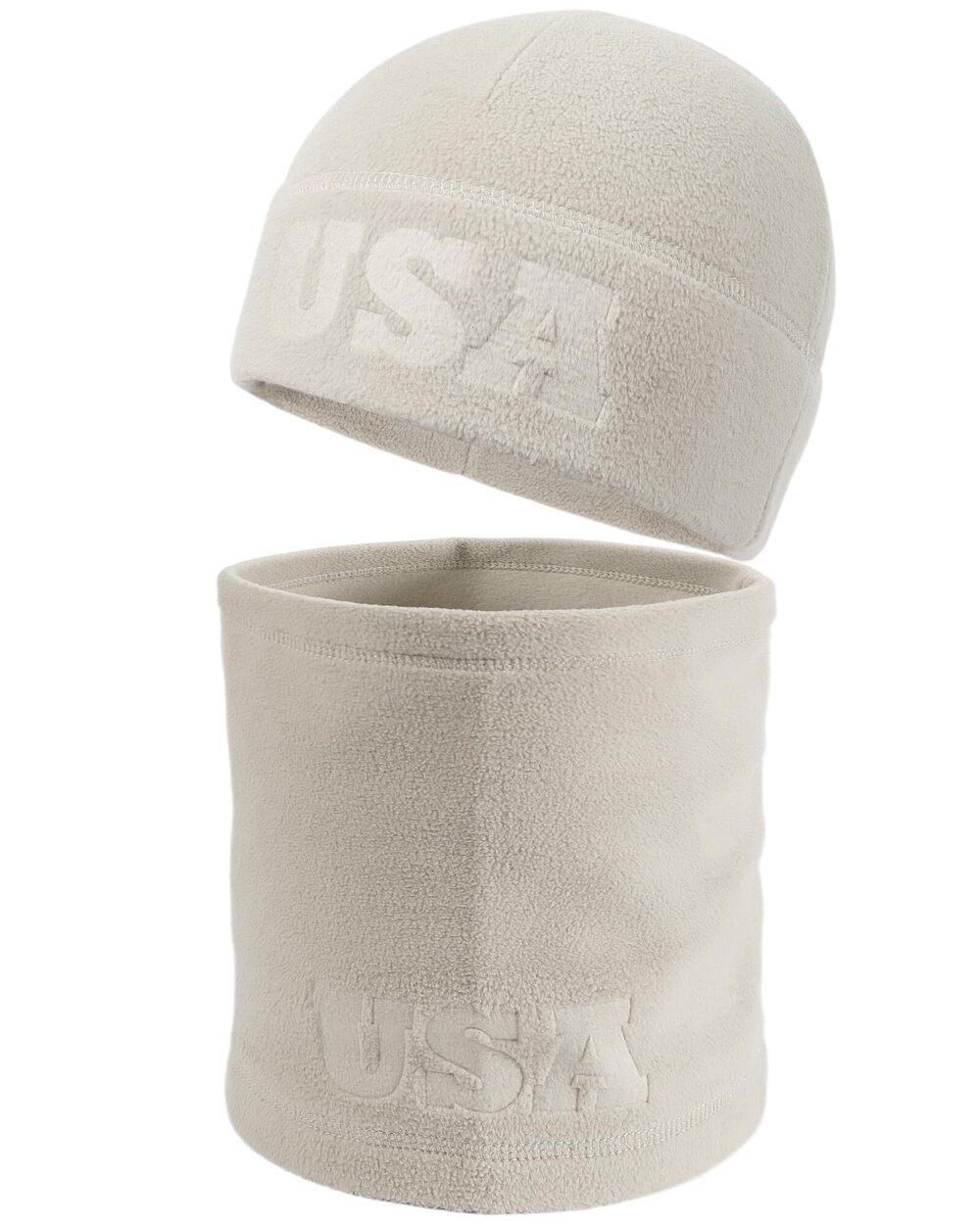 3410 Tactical Fleece Cap Neck Gaiter Set, Embossing USA Multi-Season Army